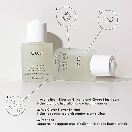 OUAI Scalp Serum – Balancing Hair Serum with Red Clover Extract, Siberian Ginseng & Peptides for Thicker, Fuller Hair – Paraben & Sulfate-Free, 2 Fl Oz