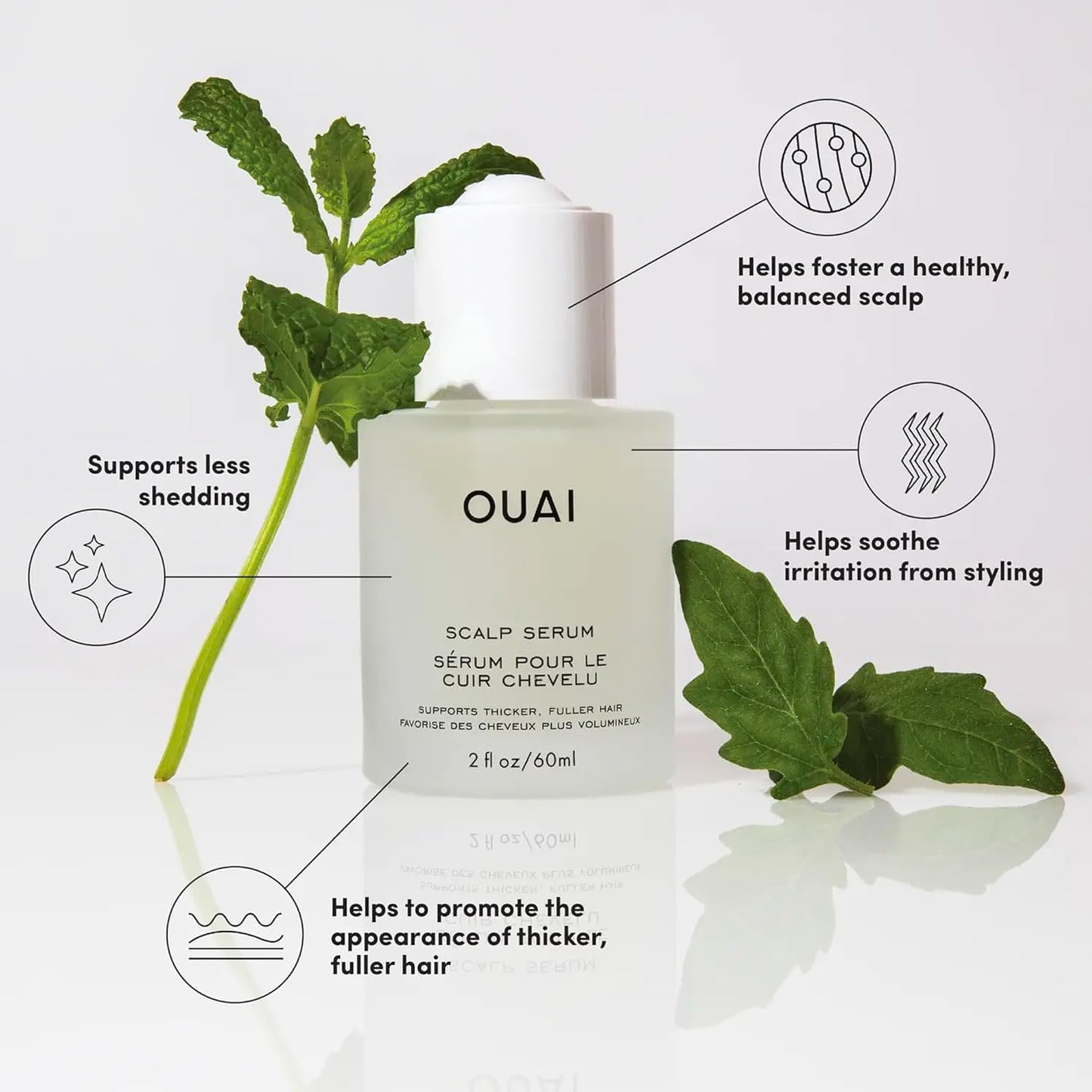 OUAI Scalp Serum – Balancing Hair Serum with Red Clover Extract, Siberian Ginseng & Peptides for Thicker, Fuller Hair – Paraben & Sulfate-Free, 2 Fl Oz